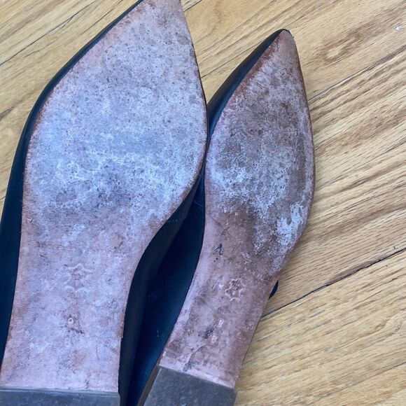 Loeffler Randall black lace up pointed toe flare sz 9B minor scuffs at toe shown - Picture 3 of 6